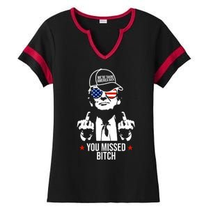 Trump Were Taking America Back You Missed Bitch Funny Ladies Halftime Notch Neck Tee