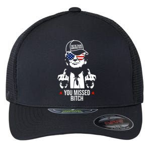 Trump Were Taking America Back You Missed Bitch Funny Flexfit Unipanel Trucker Cap