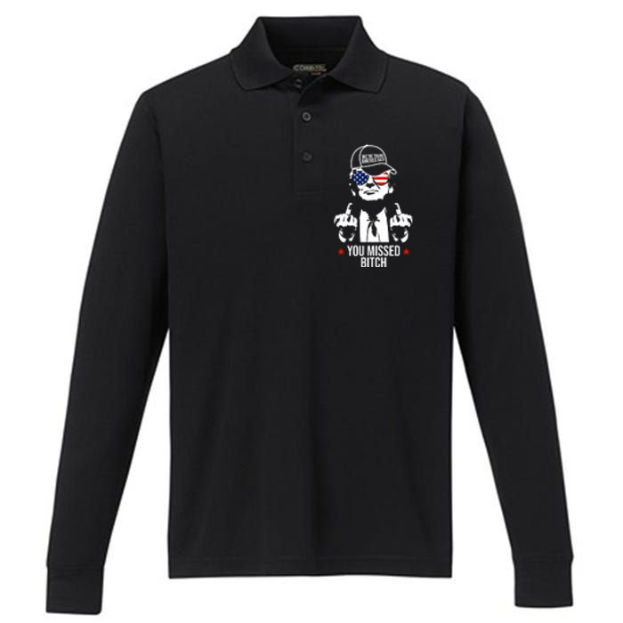 Trump Were Taking America Back You Missed Bitch Funny Performance Long Sleeve Polo