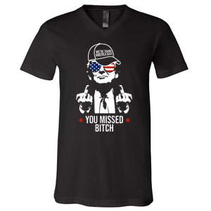 Trump Were Taking America Back You Missed Bitch Funny V-Neck T-Shirt