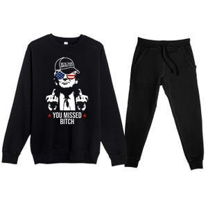 Trump Were Taking America Back You Missed Bitch Funny Premium Crewneck Sweatsuit Set