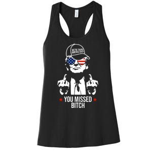 Trump Were Taking America Back You Missed Bitch Funny Women's Racerback Tank