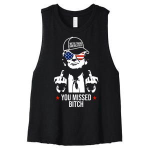 Trump Were Taking America Back You Missed Bitch Funny Women's Racerback Cropped Tank