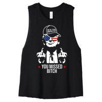 Trump Were Taking America Back You Missed Bitch Funny Women's Racerback Cropped Tank