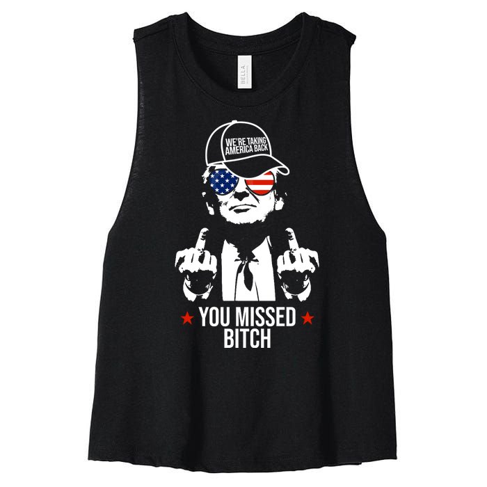 Trump Were Taking America Back You Missed Bitch Funny Women's Racerback Cropped Tank