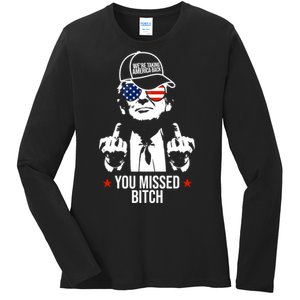 Trump Were Taking America Back You Missed Bitch Funny Ladies Long Sleeve Shirt