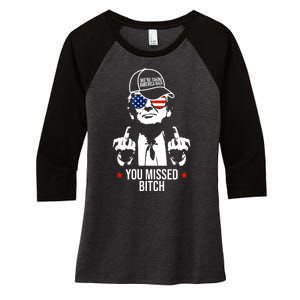 Trump Were Taking America Back You Missed Bitch Funny Women's Tri-Blend 3/4-Sleeve Raglan Shirt