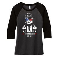 Trump Were Taking America Back You Missed Bitch Funny Women's Tri-Blend 3/4-Sleeve Raglan Shirt