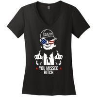 Trump Were Taking America Back You Missed Bitch Funny Women's V-Neck T-Shirt