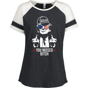 Trump Were Taking America Back You Missed Bitch Funny Enza Ladies Jersey Colorblock Tee