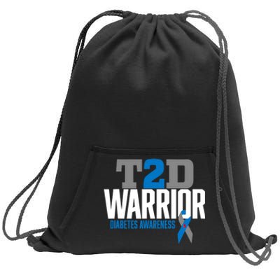 T2D Warrior Type 2 Diabetes Awareness Diabetic Sweatshirt Cinch Pack Bag