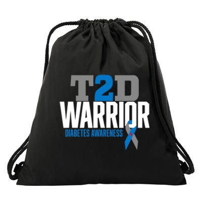 T2D Warrior Type 2 Diabetes Awareness Diabetic Drawstring Bag