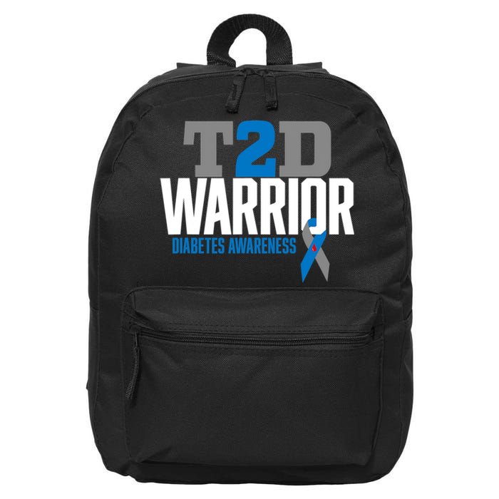 T2D Warrior Type 2 Diabetes Awareness Diabetic 16 in Basic Backpack