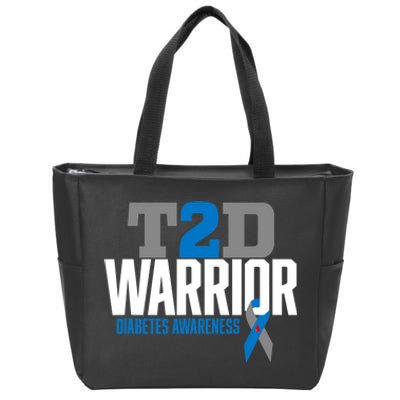 T2D Warrior Type 2 Diabetes Awareness Diabetic Zip Tote Bag