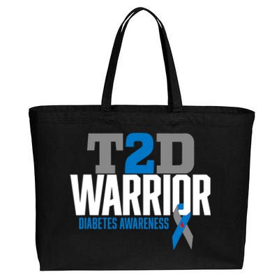 T2D Warrior Type 2 Diabetes Awareness Diabetic Cotton Canvas Jumbo Tote