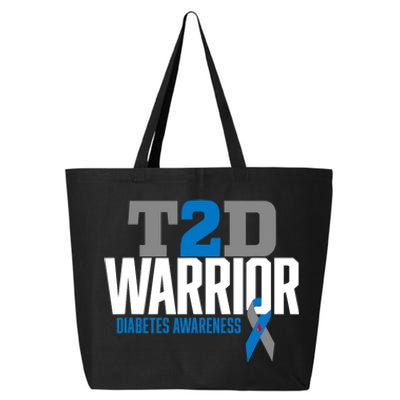 T2D Warrior Type 2 Diabetes Awareness Diabetic 25L Jumbo Tote