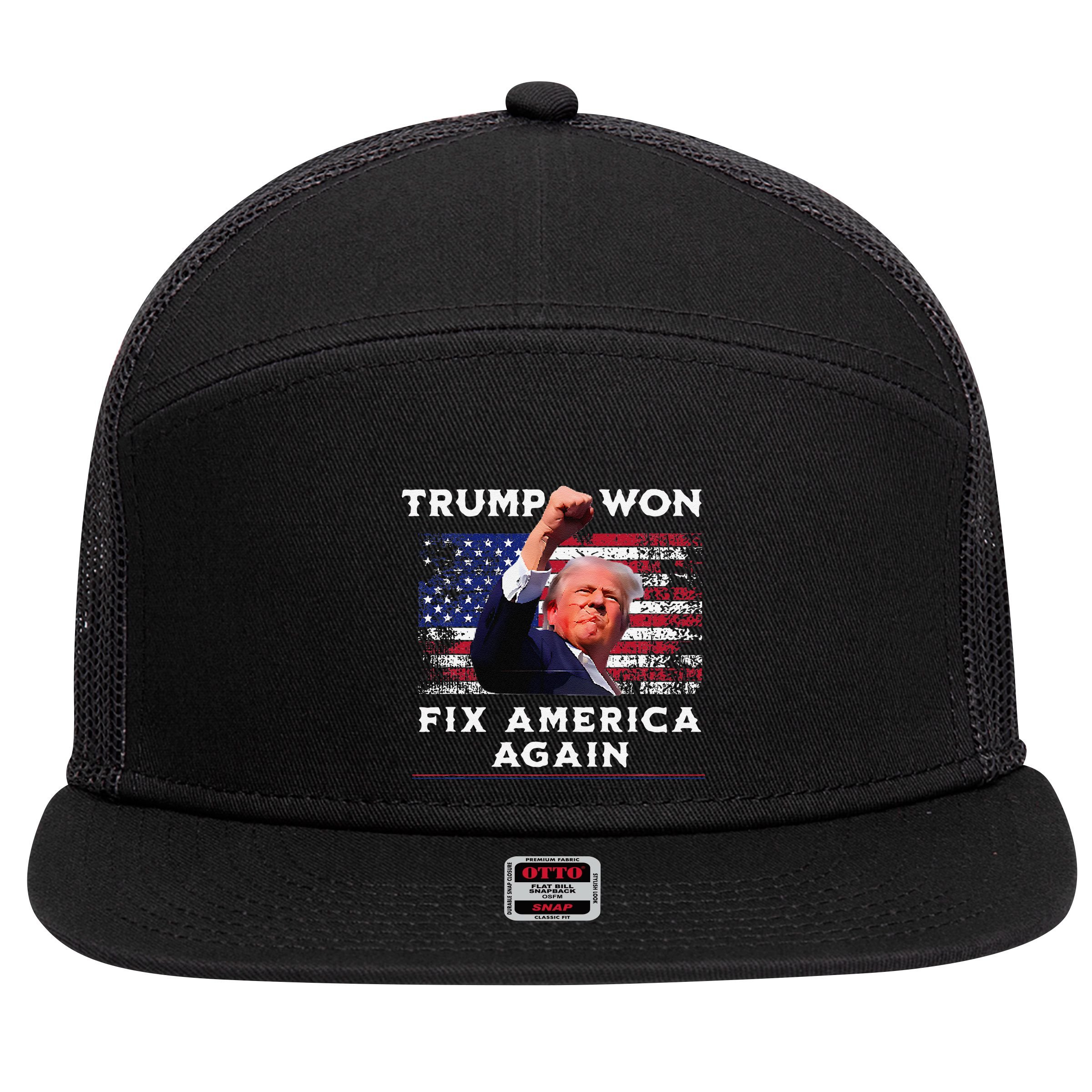 Trump Won 7 Panel Mesh Trucker Snapback Hat