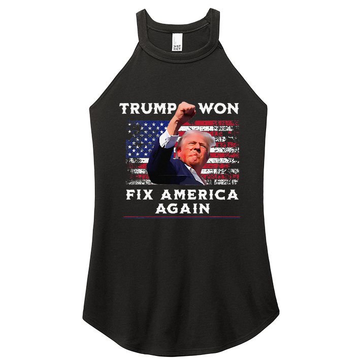 Trump Won Women's Perfect Tri Rocker Tank