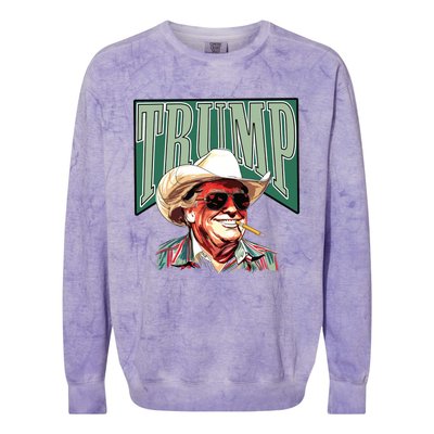 Trump Western Trump Cowboy Make America Great Trump Daddy Colorblast Crewneck Sweatshirt