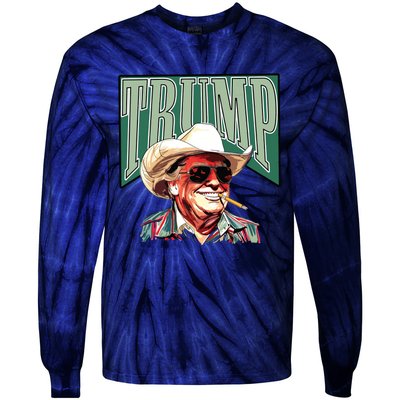 Trump Western Trump Cowboy Make America Great Trump Daddy Tie-Dye Long Sleeve Shirt