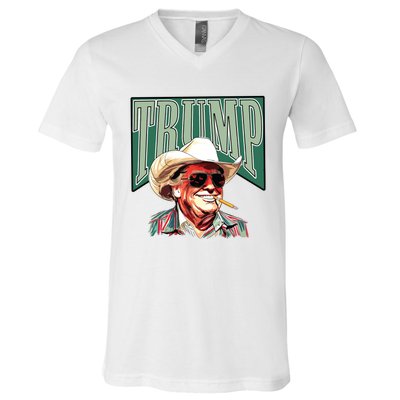 Trump Western Trump Cowboy Make America Great Trump Daddy V-Neck T-Shirt