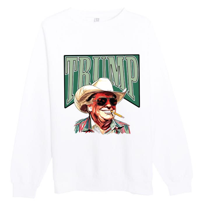 Trump Western Trump Cowboy Make America Great Trump Daddy Premium Crewneck Sweatshirt