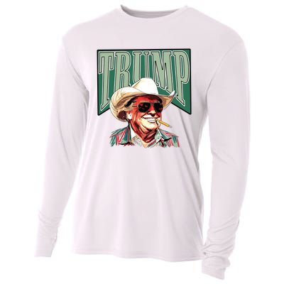 Trump Western Trump Cowboy Make America Great Trump Daddy Cooling Performance Long Sleeve Crew