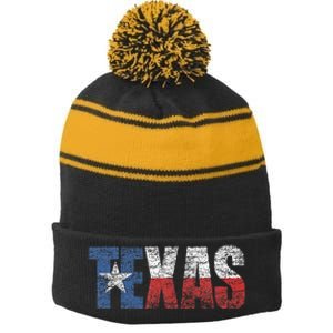 Texas Women Texas State Flag Stripe Pom Pom Beanie