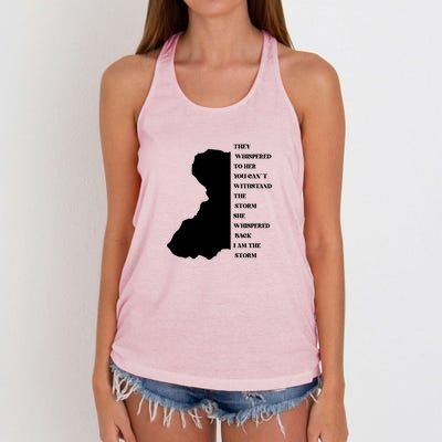 They Whispered To Her You Can't Withstand The Storm Black History Month Women's Knotted Racerback Tank