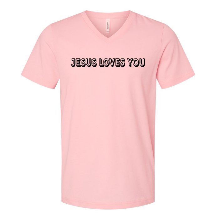 Top Words That Christians Say JESUS LOVES YOU V-Neck T-Shirt