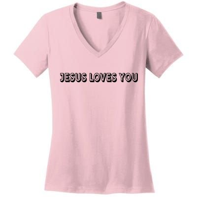 Top Words That Christians Say JESUS LOVES YOU Women's V-Neck T-Shirt