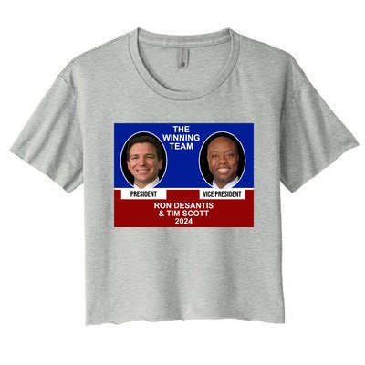 The Winning Team Ron Desantis And Tim Scott 2024 Women's Crop Top Tee