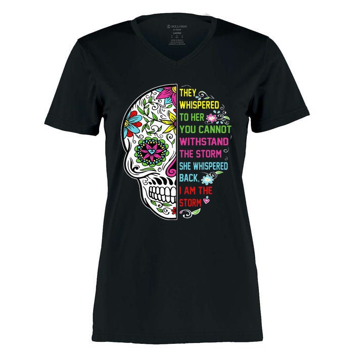 They whispered to her you cannot withstand the storm Skull Women's Momentum V-Neck T-Shirt