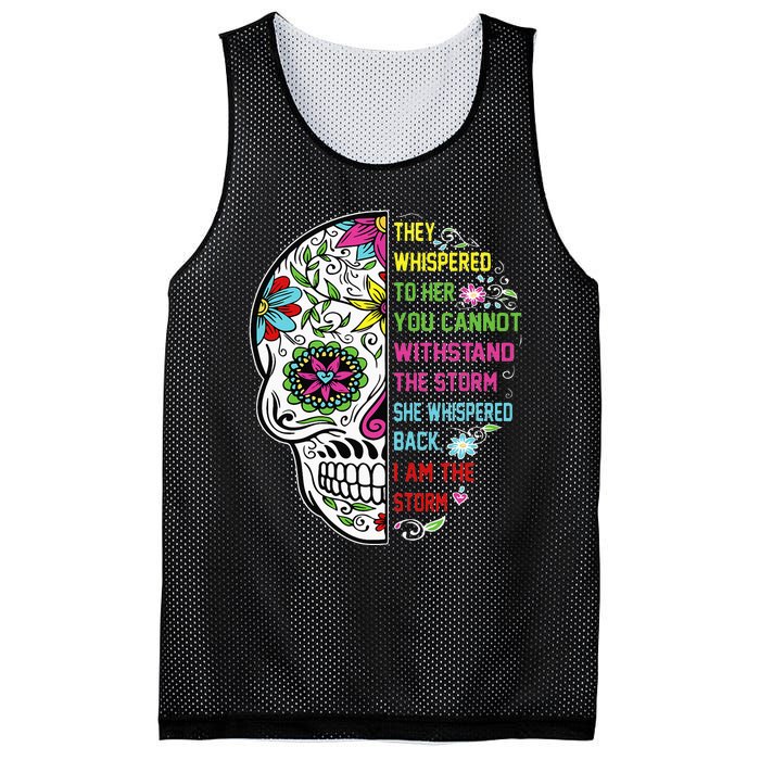 They whispered to her you cannot withstand the storm Skull Mesh Reversible Basketball Jersey Tank