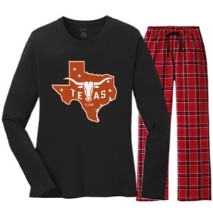 Texas Western Texas Map Women's Long Sleeve Flannel Pajama Set 