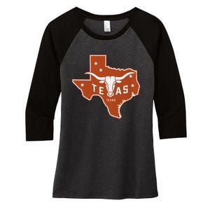 Texas Western Texas Map Women's Tri-Blend 3/4-Sleeve Raglan Shirt