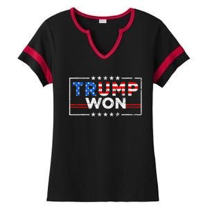 Trump Won The Election Winner 2024 Trump 2.0 Trump Is Back Ladies Halftime Notch Neck Tee