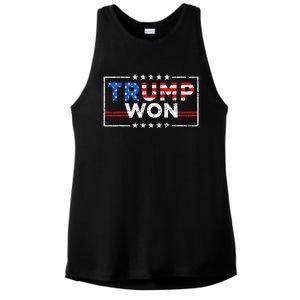 Trump Won The Election Winner 2024 Trump 2.0 Trump Is Back Ladies PosiCharge Tri-Blend Wicking Tank