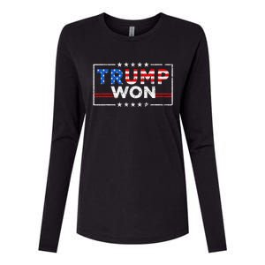 Trump Won The Election Winner 2024 Trump 2.0 Trump Is Back Womens Cotton Relaxed Long Sleeve T-Shirt