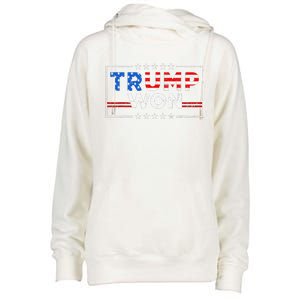 Trump Won The Election Winner 2024 Trump 2.0 Trump Is Back Womens Funnel Neck Pullover Hood