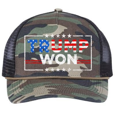 Trump Won The Election Winner 2024 Trump 2.0 Trump Is Back Retro Rope Trucker Hat Cap