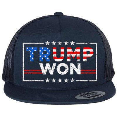 Trump Won The Election Winner 2024 Trump 2.0 Trump Is Back Flat Bill Trucker Hat