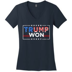 Trump Won The Election Winner 2024 Trump 2.0 Trump Is Back Women's V-Neck T-Shirt