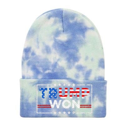 Trump Won The Election Winner 2024 Trump 2.0 Trump Is Back Tie Dye 12in Knit Beanie