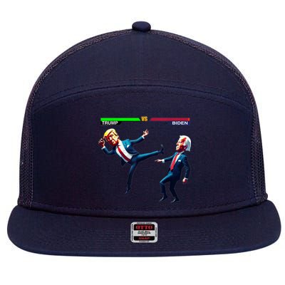 Trump Wins Trump Vs Biden Elections Funny Debate 2024 7 Panel Mesh Trucker Snapback Hat