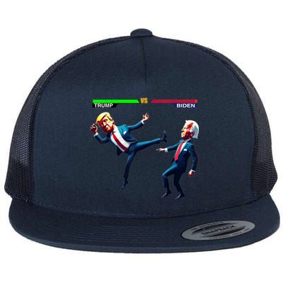 Trump Wins Trump Vs Biden Elections Funny Debate 2024 Flat Bill Trucker Hat