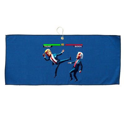 Trump Wins Trump Vs Biden Elections Funny Debate 2024 Large Microfiber Waffle Golf Towel