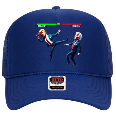 Trump Wins Trump Vs Biden Elections Funny Debate 2024 High Crown Mesh Back Trucker Hat