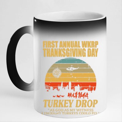 Thanksgiving Wkrp Turkey Drop 11oz Black Color Changing Mug