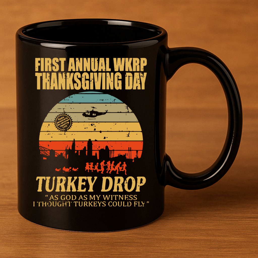 Thanksgiving Wkrp Turkey Drop 11oz C Handle Ceramic Mug